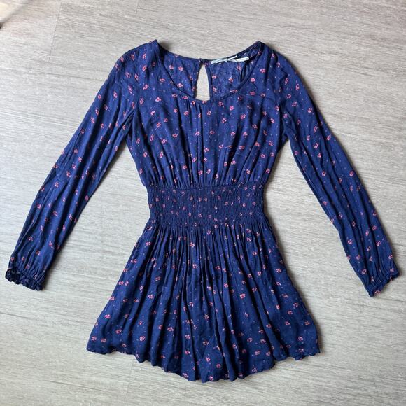 Kimchi Blue Isabella Smocked Waist Mini Floral Dress Urban Outfitters S Floral - Picture 1 of 9